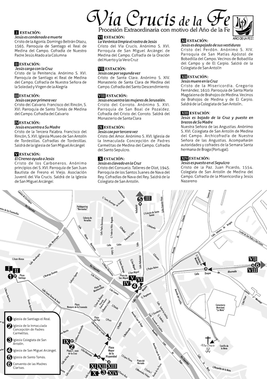 ESTACIONES Y PLANO DEL VIA CRUCIS DE LA FE DE MEDINA DEL CAMPO